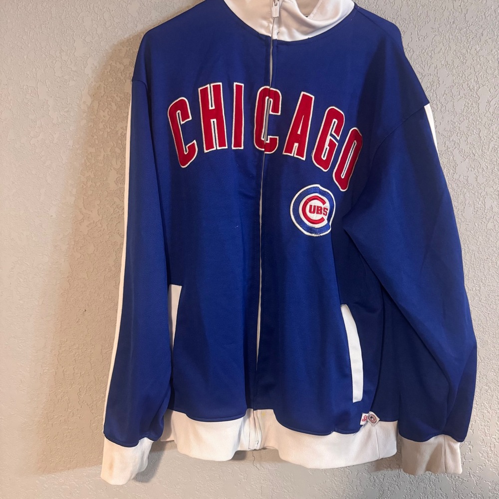 Chicago Cubs Stitches Athletic Gear Full Zip Track Jacket Blue White Large